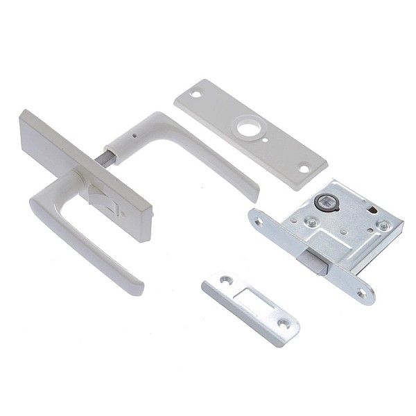 LOCK WITH WHITE COVER PLATES AND HANDLES