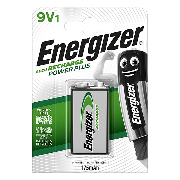 LĀDĒJAMA BATERIJA ENERGIZER POWER PLUS 9V. 175mAh