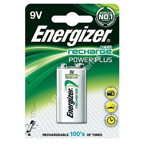 LĀDĒJAMA BATERIJA ENERGIZER POWER PLUS 9V. 175mAh