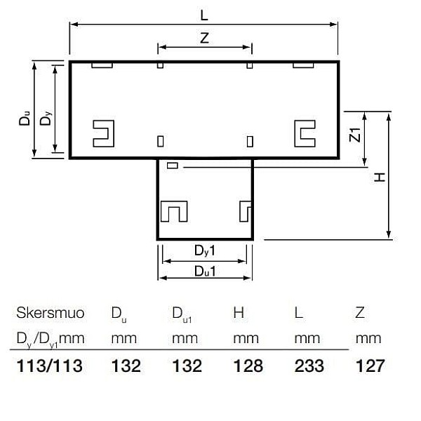 Drenāžas trejgabals Wavin D113mm. 90°. PVC