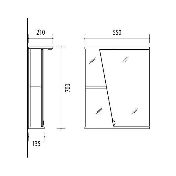 MIRROR CABINET 55X21X70.2CM SV55