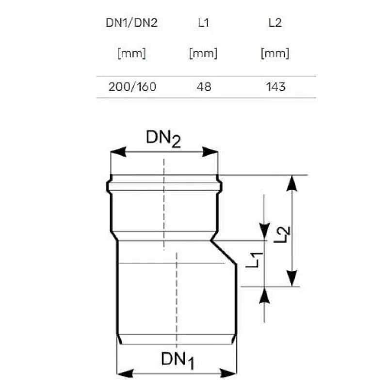 Lauko kanalizacijos pereiga Magnaplast. Ø 160 / 200 mm Lauko kanalizacijos pereiga Magnaplast. Ø 160 / 200 mm