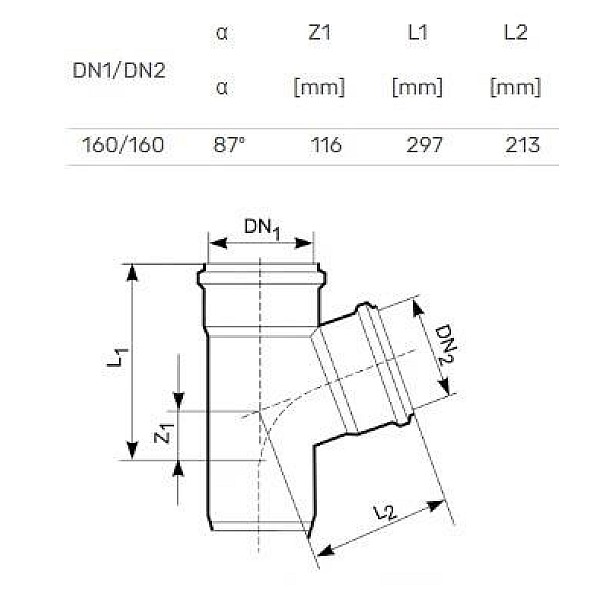 TEE EXTERNAL D160/160X90/87O