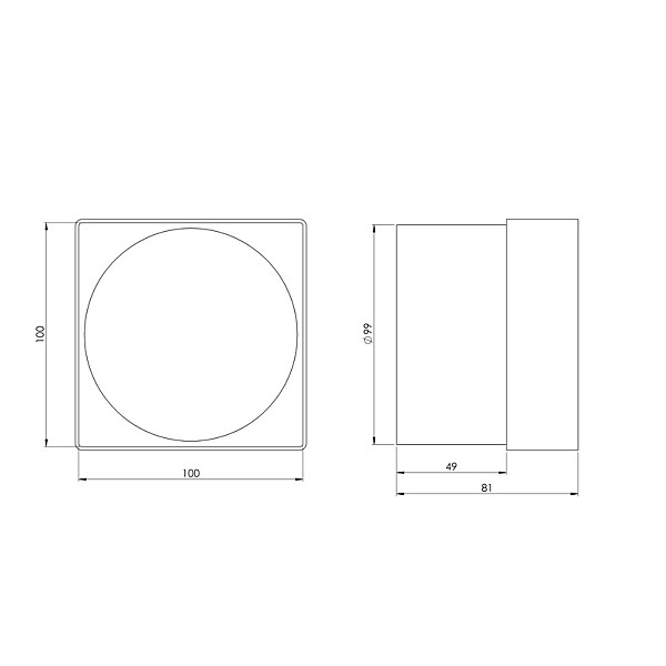 Ventiliacijos tarpmovė EUROPLAST VA91. 100 x 100 mm. D100