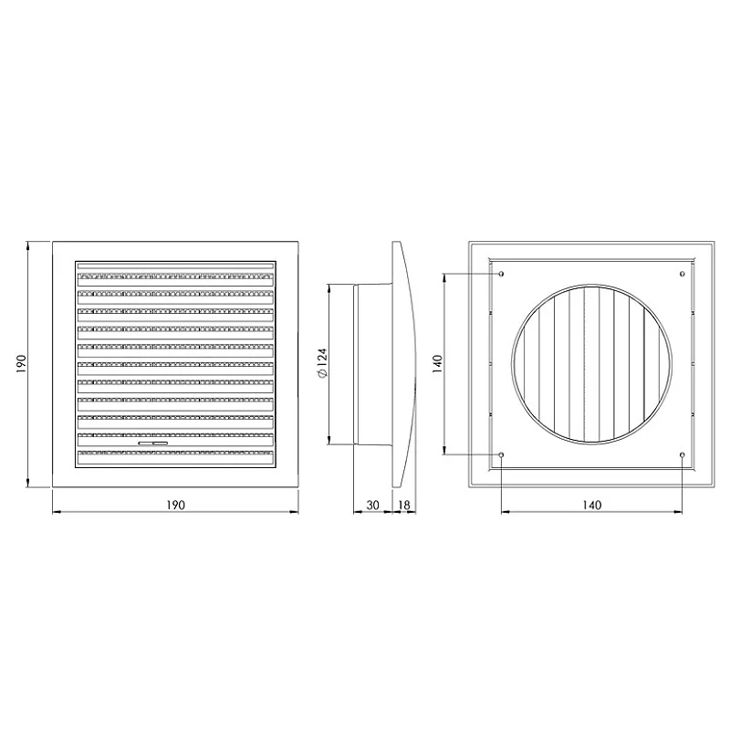 Ventiliacijos grotelės EUROPLAST ND12R. D125