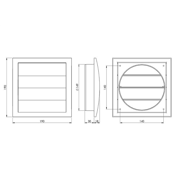 Ventilāciajs reste Europlast. ND15Z 190x190/150mm (10)