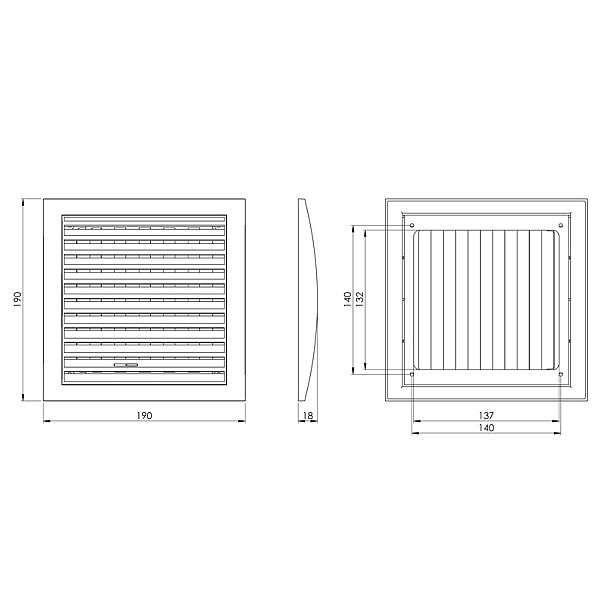 GRILLE PLASTIC ADJUSTABLE 190X190.WHITE