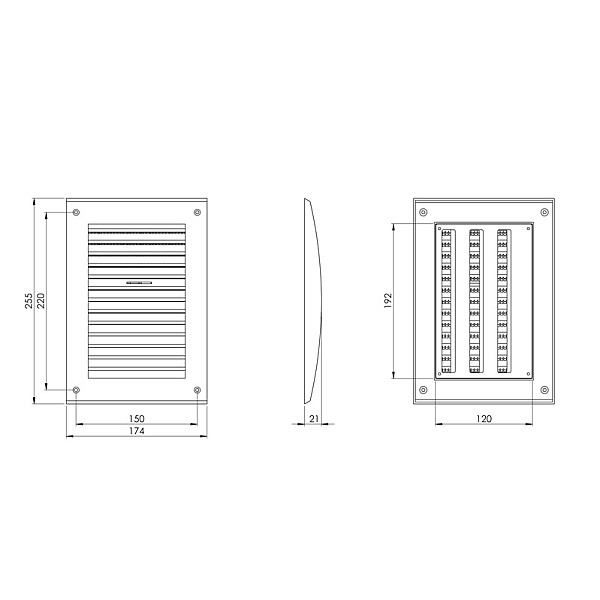 GRILLE PLASTIC ADJUSTABLE 250X170. WHITE