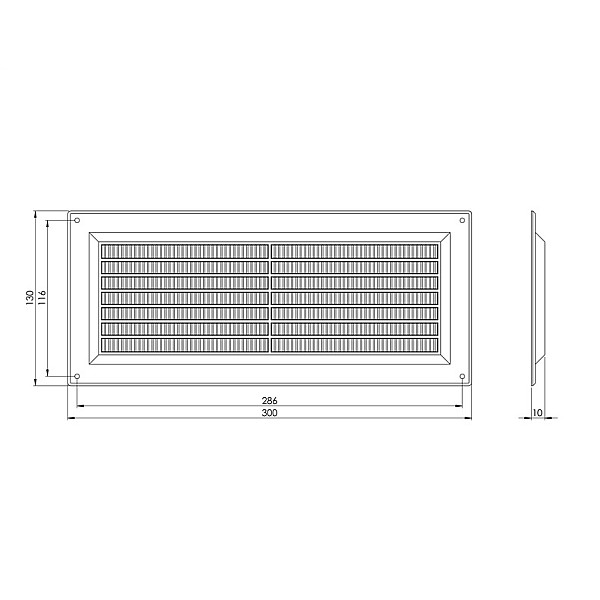 Ventilācijas reste Europlast. 130x300mm. balta