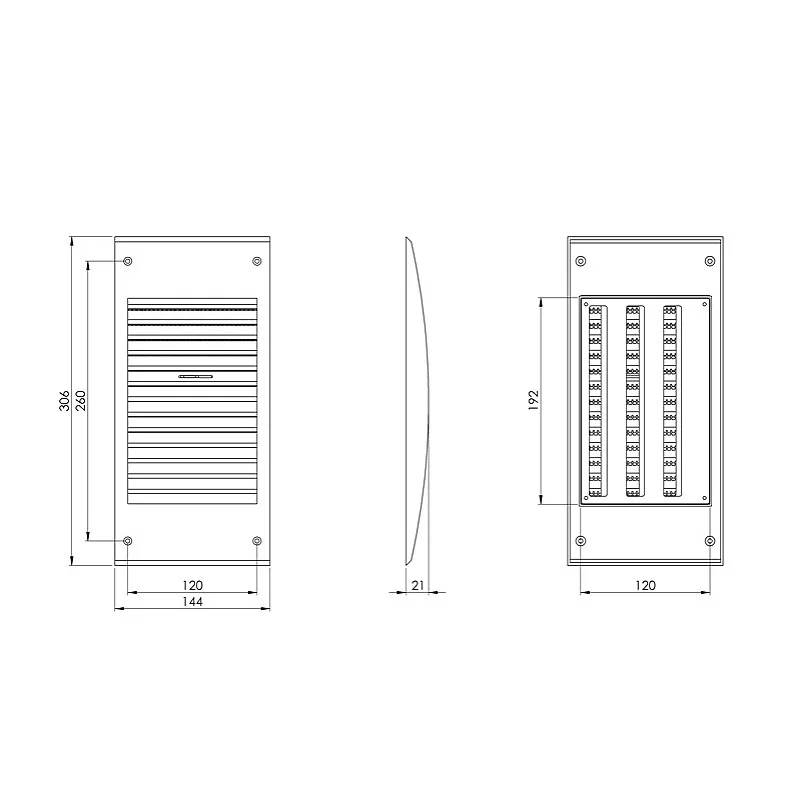 Plastikinės grotelės EUROPLAST N30R. 140 x 300 mm