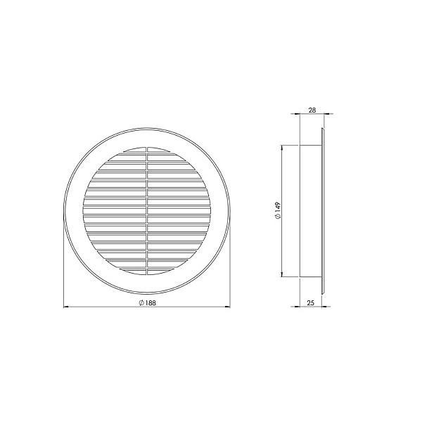 Plast. ventiliacijos grotelės EUROPLAST VR150B. D150. rudos