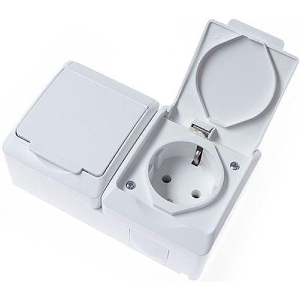 SOCKET HERMES 2PL WHITE IP44 0325-02