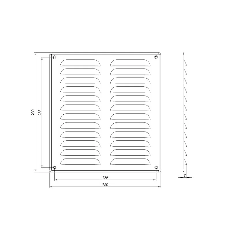 Ventilācijas reste MR260X280MM. balta Ventilācijas reste MR260X280MM. balta