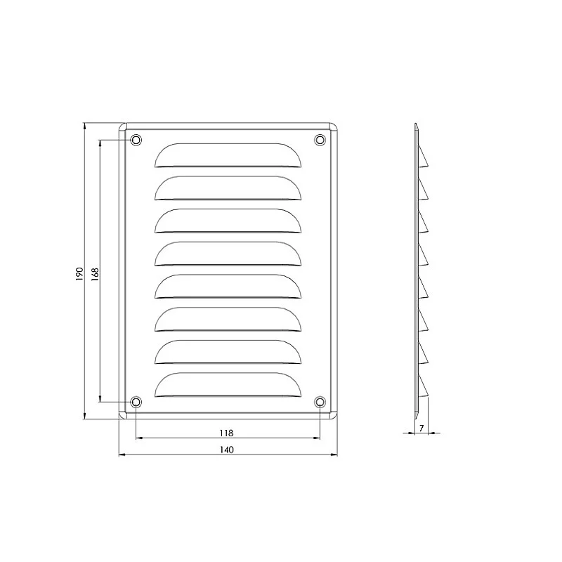 Ventiliacijos grotelės EUROPLAST MR1419. 140 x 190 mm
