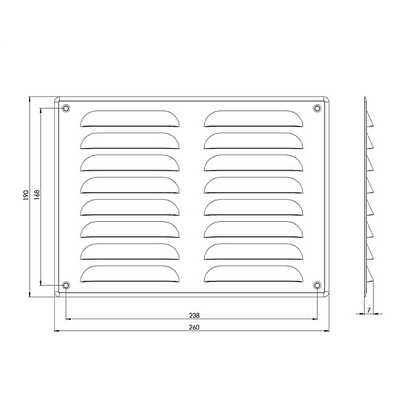 Ventilācijas reste MR260x190mm. balta