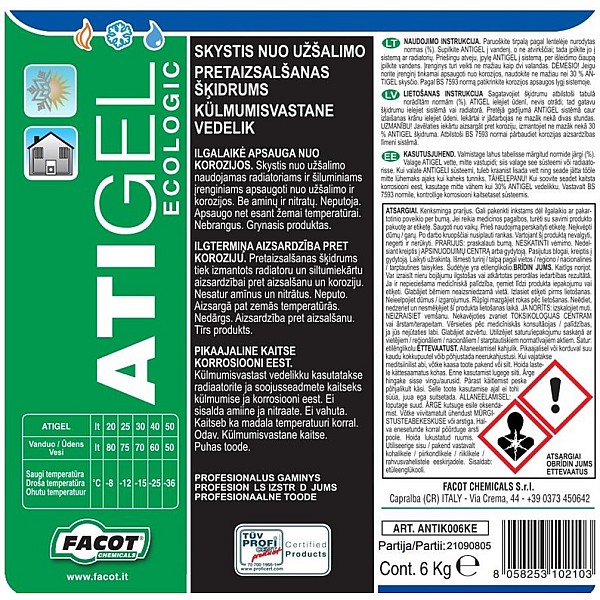 ANTIFREEZE LIQUID FACOT ANTIK006KE