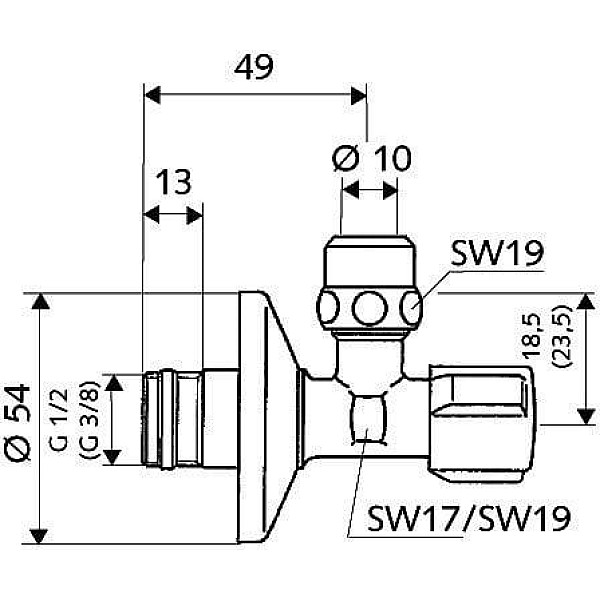 LEŅĶA VENTILIS ½X3/8 “SHELL” (SCHELL)