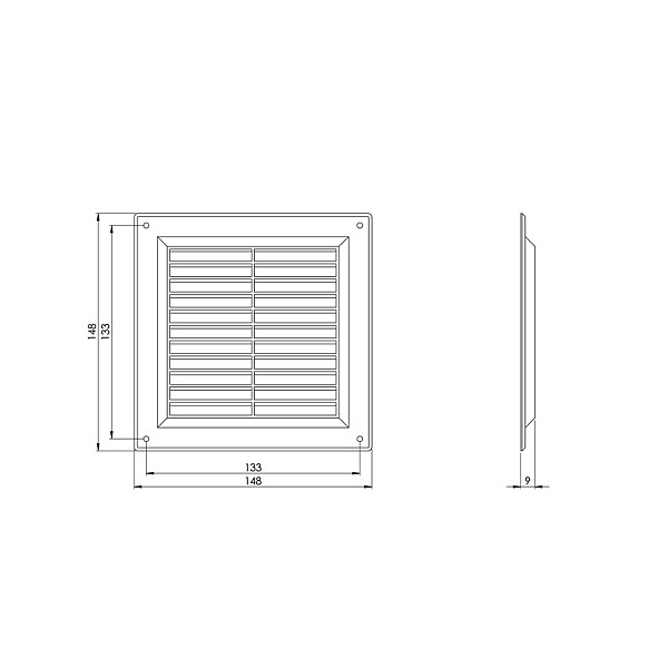 Ventiliacijos grotelės EUROPLAST VR1515B. 150 x 150 mm