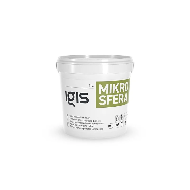 Špaktele Igis Mikrosfera. viegli smalkgraudains. balta. 1 l