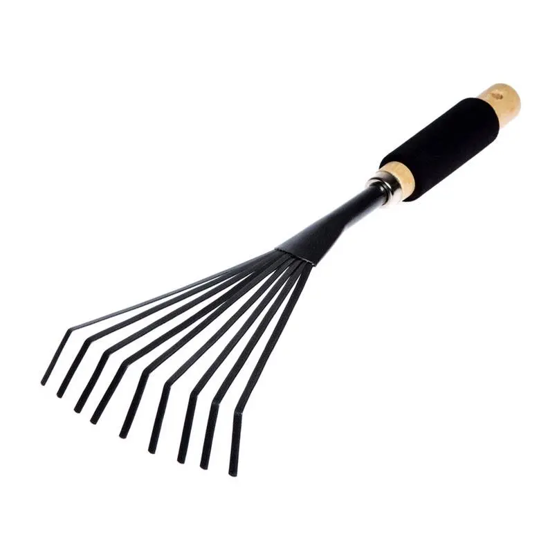 FAN RAKE WITH SHORT WOODEN RUBBERISH HA