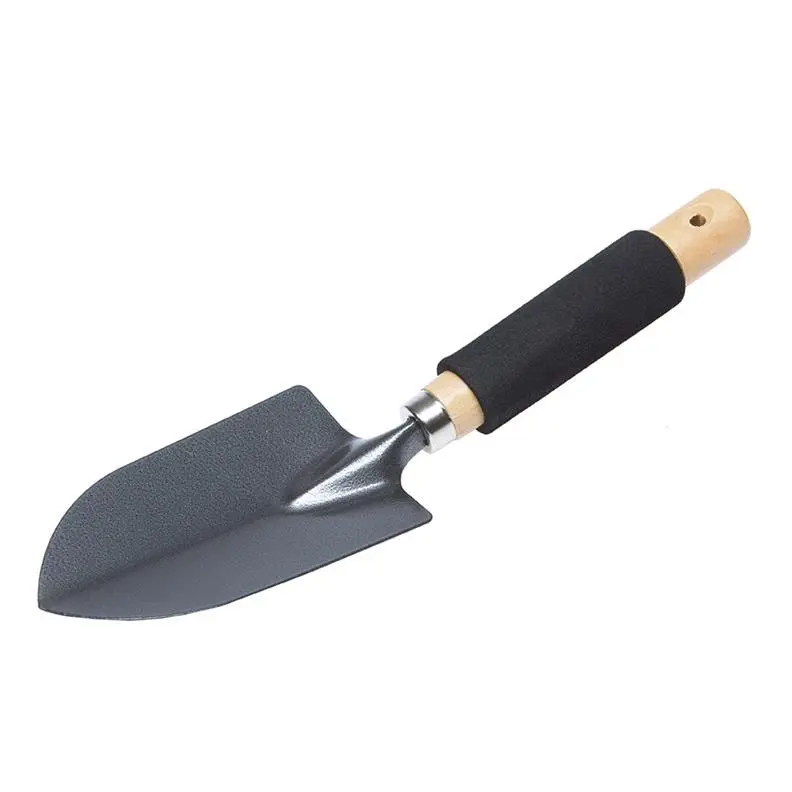 GARDEN TROWEL WITH A SMALL WOODEN AND R
