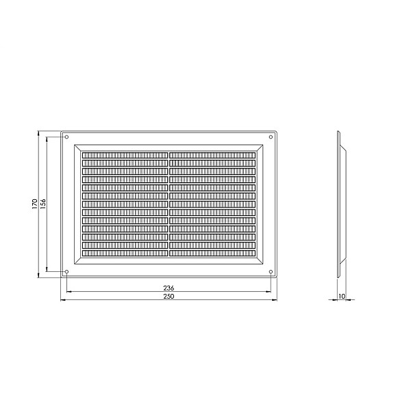 GRILLE VENTILATION 250X170. WHITE