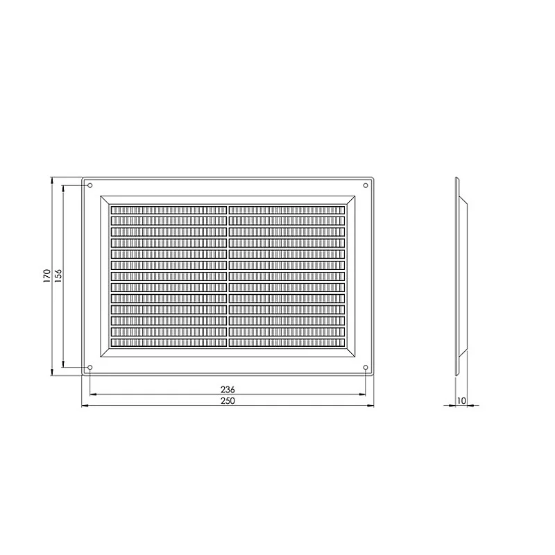 GRILLE VENTILATION 250X170. GRAY