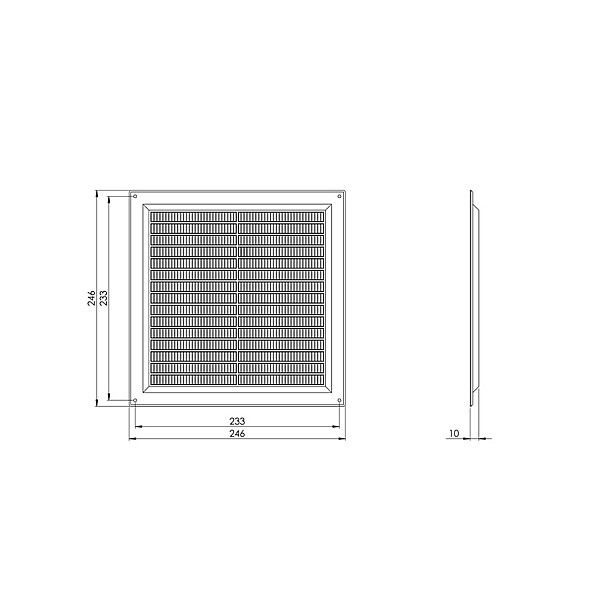 GRILLE VENTILATION 250X250. WHITE