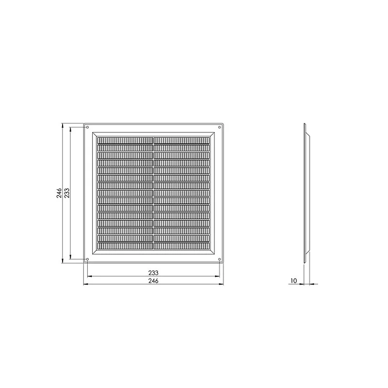 Ventiliacijos grotelės EUROPLAST VR2525. 250 x 250 mm