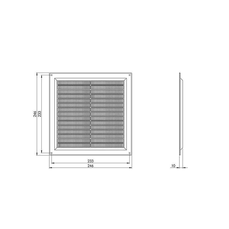 Ventiliacijos grotelės EUROPLAST VR2525P. 250 x 250 mm