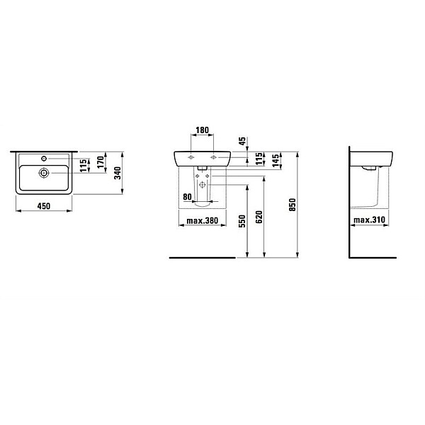 IZLIETNE PRO11951 SKYL104 45X34 CM BALTA (LAUFEN)