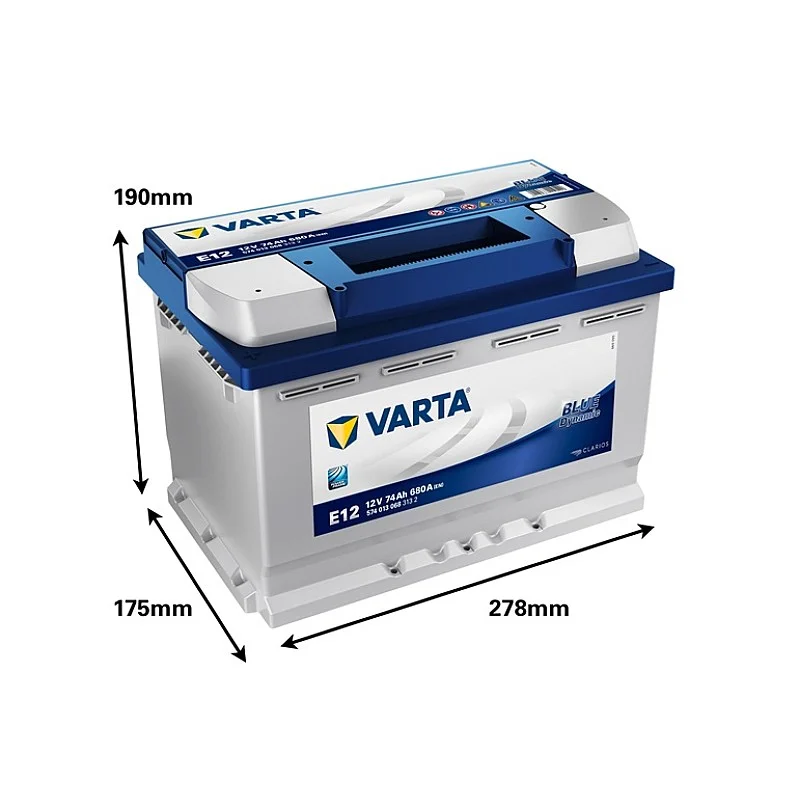 AKUMULATORS VARTA BD E12 74AH/680A EN AKUMULATORS VARTA BD E12 74AH/680A EN