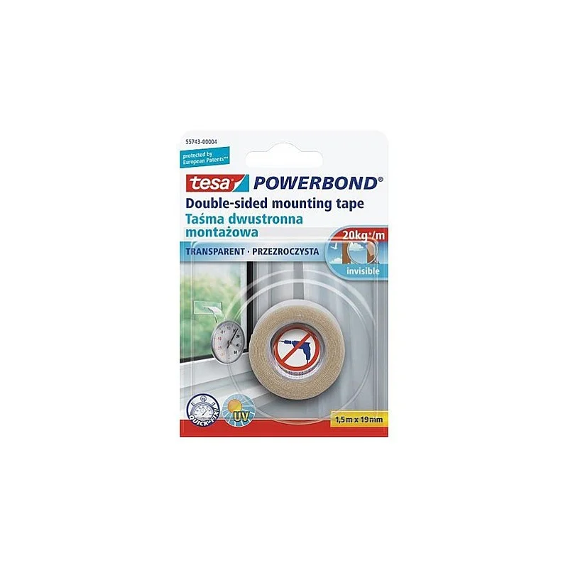 DOUBLE SIDED TAPE TRANSPARENT 1.5MX19MM