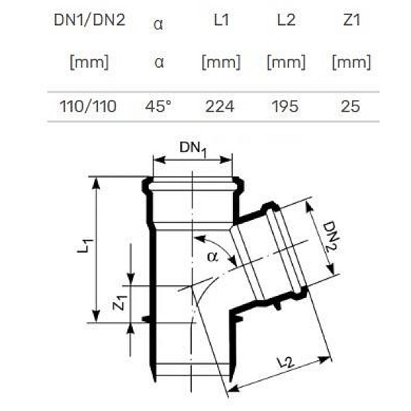 Trejgabals iekšējais D110/110x45 PP (Magnaplast)