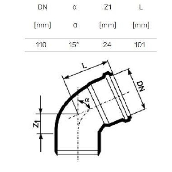 ELBOW INTERNAL D110X15 PP