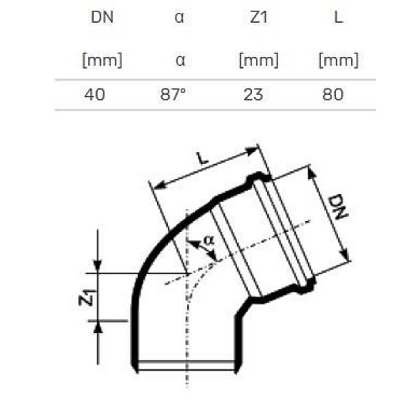 ELBOW INTERNAL D40X87 PP