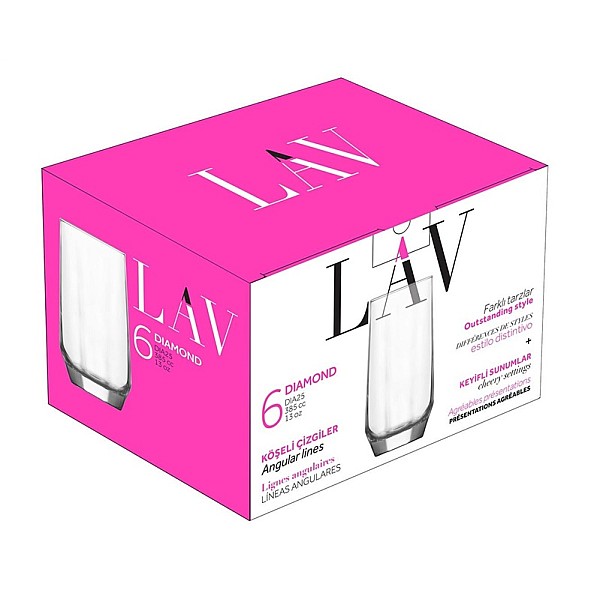 Stiklinės LAV DIAMOND DIA25F. 385 ml. 6 vnt.