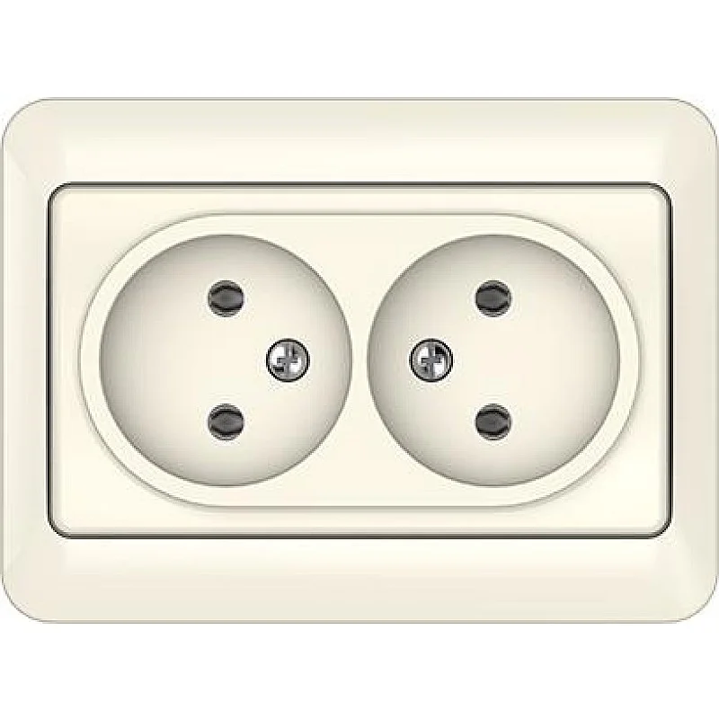 Dvivietis kištukinis lizdas VILMA SL250. dr. kaulo spalvos Dvivietis kištukinis lizdas VILMA SL250. dr. kaulo spalvos