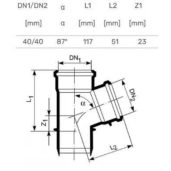 TEE INTERNAL D40/40X87/90 PP