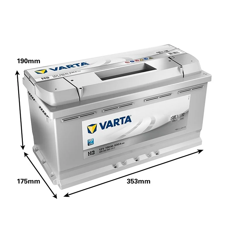 AKUMULATORS 600402083 H3 100AH/830A EN (VARTA) AKUMULATORS 600402083 H3 100AH/830A EN (VARTA)