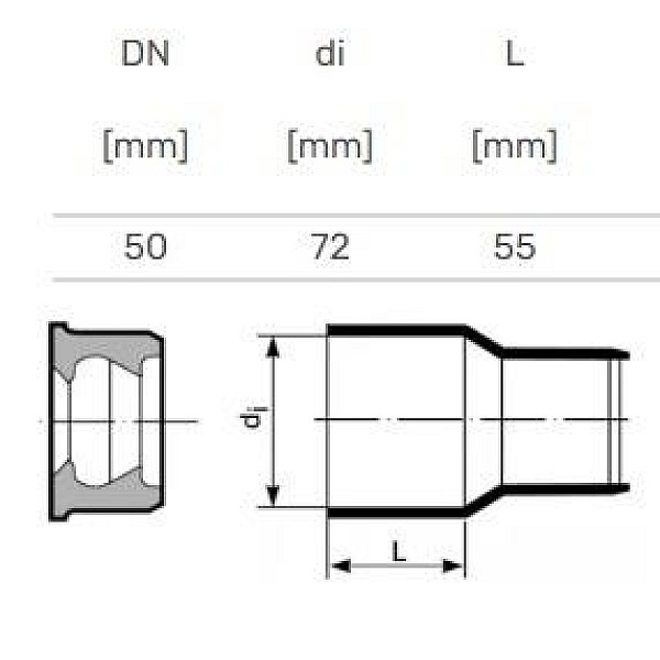 COUPLING WCAST IRON PIPE INTERNAL D50