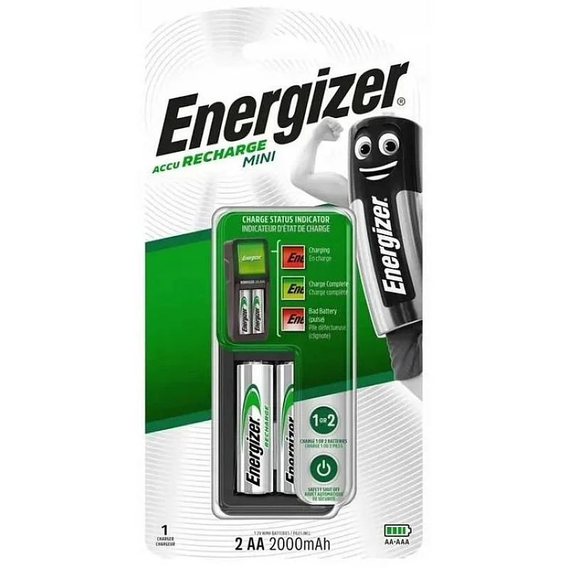Įkr. elementų kroviklis ENERGIZER+2 vnt. AA įkr. elementai Įkr. elementų kroviklis ENERGIZER+2 vnt. AA įkr. elementai