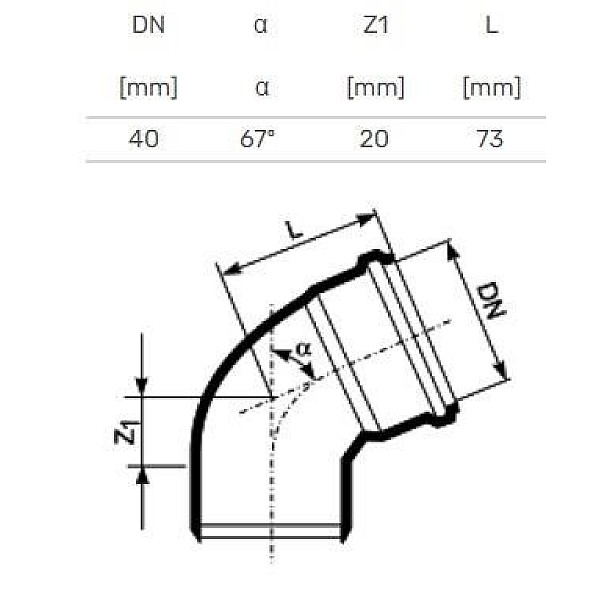 ELBOW INTERNAL D40X67 PP