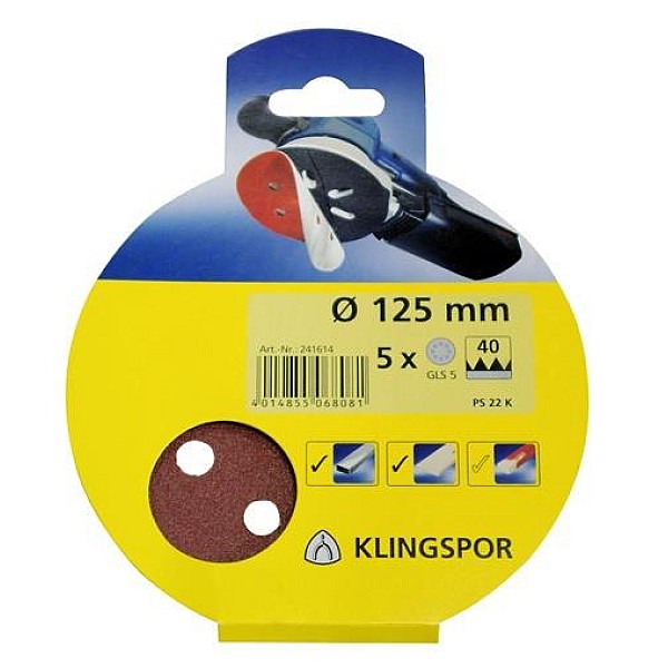 Šlifavimo diskai PS22K. Nr 60. Ø125 mm. 5 vnt