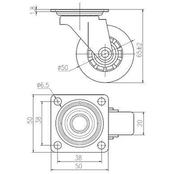 WHEEL BLACK WITHOUT BRAKE 08.12.302(8/80