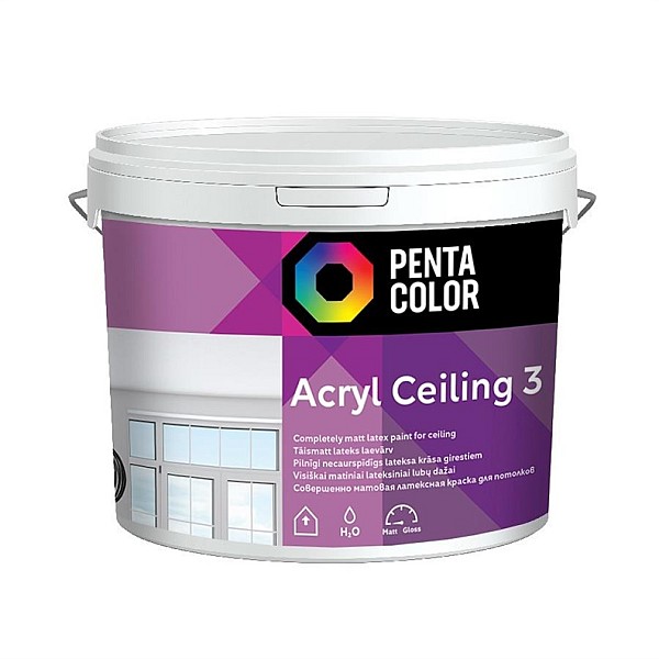 Dispersijas krāsa Pentacolor Acryl 3. balta. 5 l