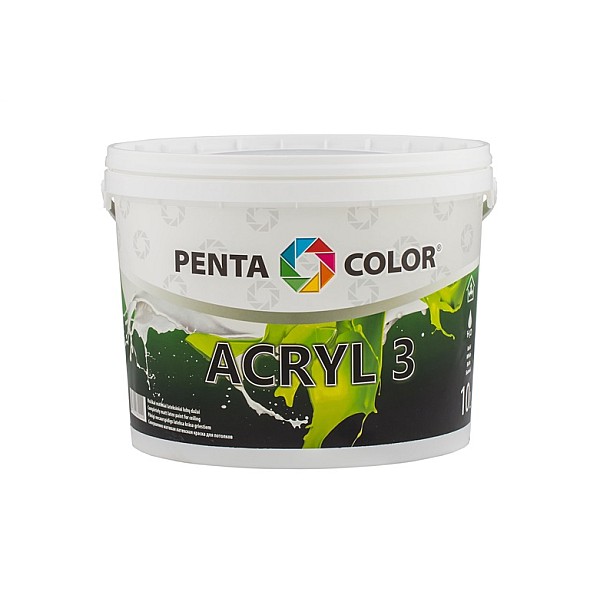 Dispersijas krāsa Pentacolor Acryl 3. balta. 10 l