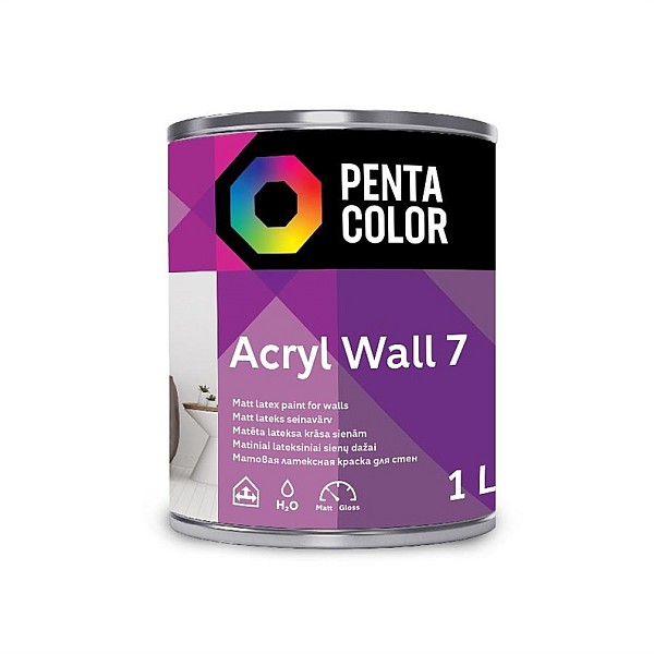 Dispersijas krāsa Pentacolor Acryl 7. balta. 1 l