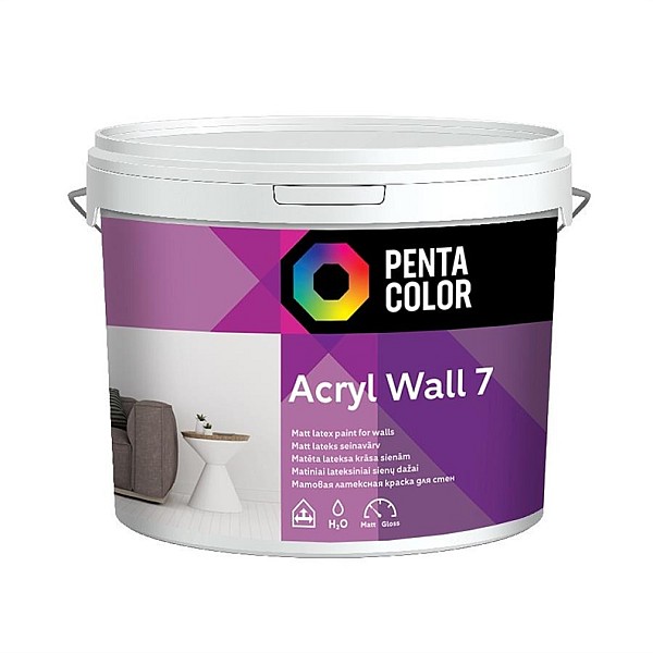 Dispersijas krāsa Pentacolor Acryl 7. balta. 3 l