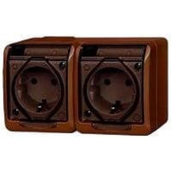 SOCKET HERMES 2PL BROWN IP44 0325-06